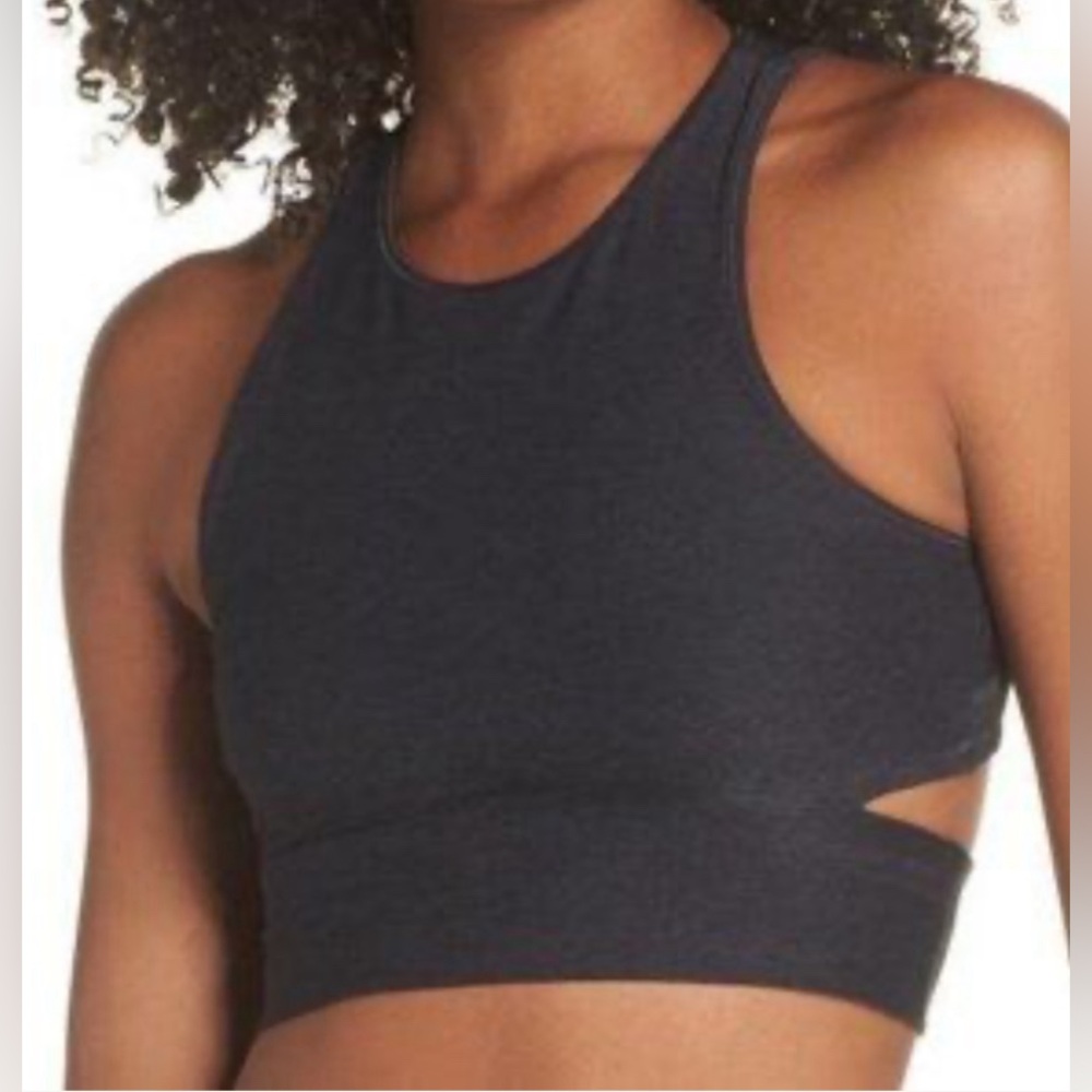 Outdoor Voices Grey Slash/Open Back Crop Top Size XS